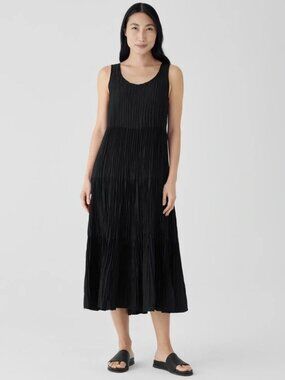 Eileen Fisher | Dresses | Nwt Eileen Fisher Crushed Silk Jewel Neck Tiered  Dress | Poshmark
